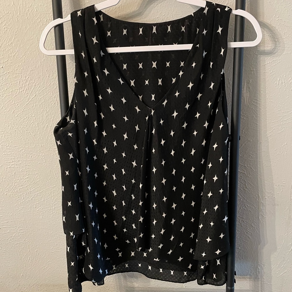 Theory 100% Silk Jantine Star Print Tank Blouse Size Medium